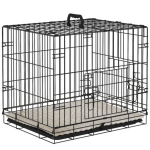 PawHut Foldable Dog Crate with 2 Doors