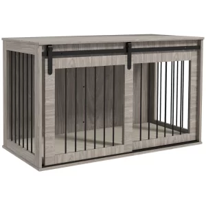 pawhut 46.46 dog crate furniture, extra large